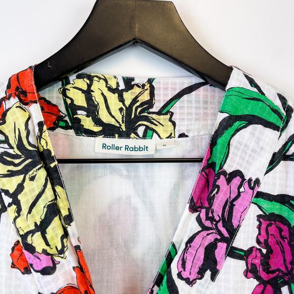 Roller Rabbit Size M Jorales Bibianna Wrap Floral Mini Dress Multi-Color V-Neck - Picture 6 of 11